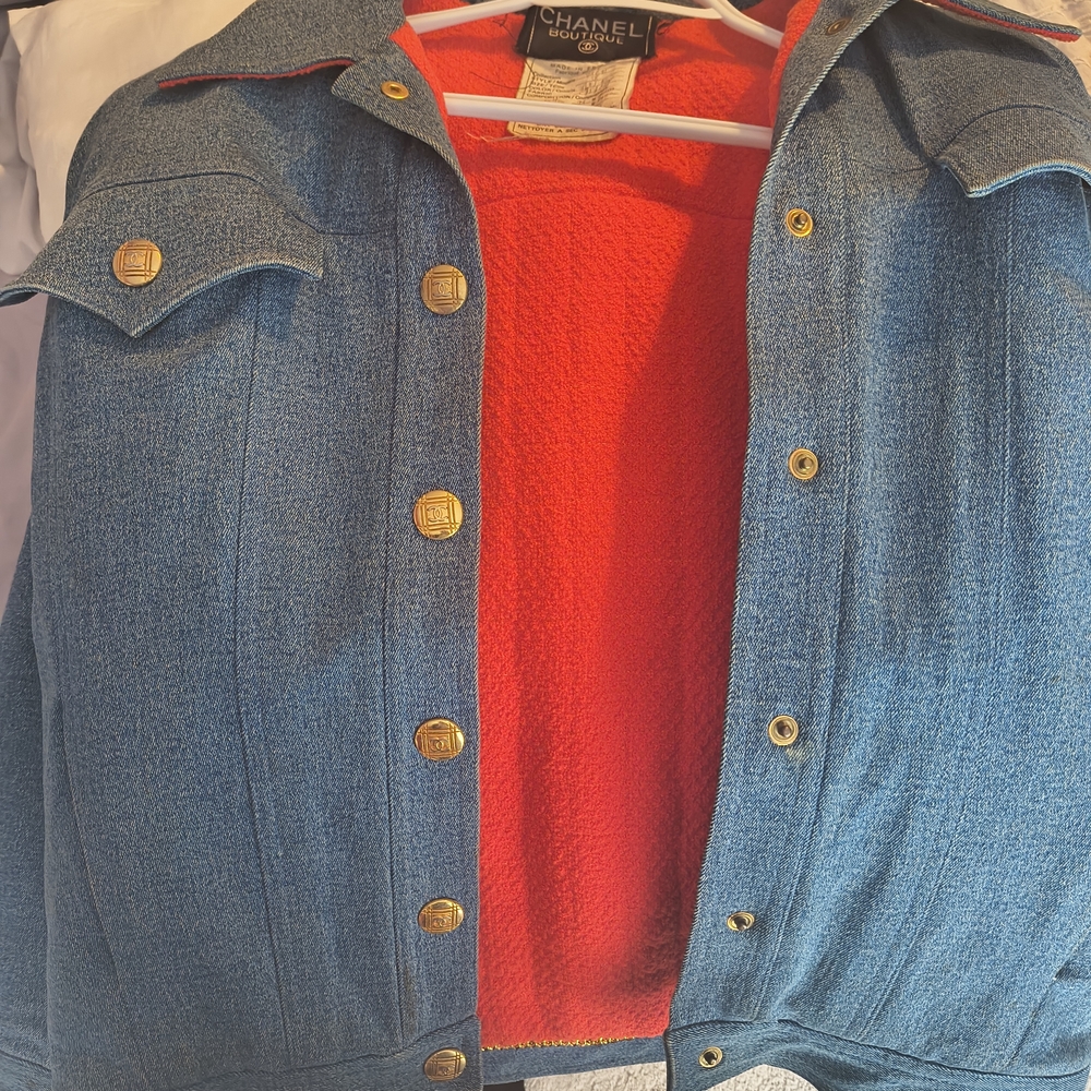 Chanel Blue Jacket with Red Lining